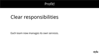 MONDAY MEETING
IN CHARGE:Profit!
Clear responsibilities
Each team now manages its own services.
 