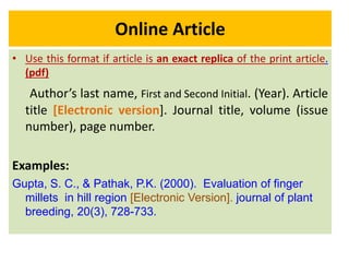 Online Article
• Use this format if article is an exact replica of the print article.
(pdf)
Author’s last name, First and ...