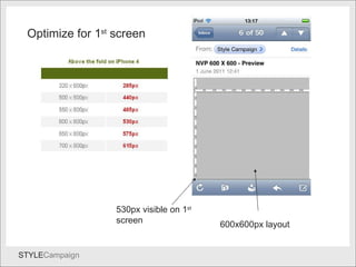 First screen 12% 600x600px layout 530px visible on 1 st  screen Optimize for 1 st  screen  