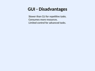 Styled CLI vs GUI pros and cons presentation | PPTX