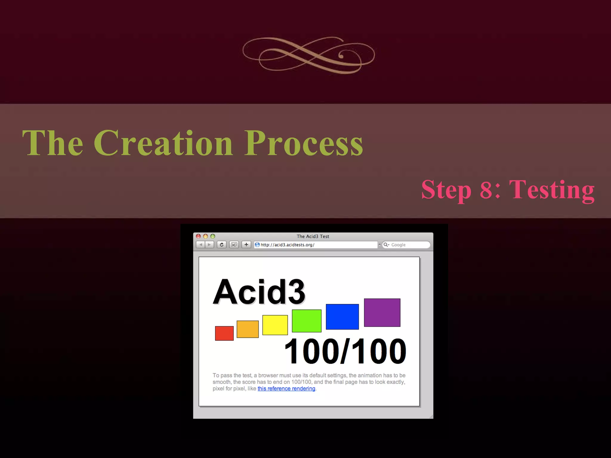 The Creation Process Step 8: Testing 