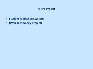 Student Marksheet System Using Web Technologies: HTML, CSS & JavaScript ...