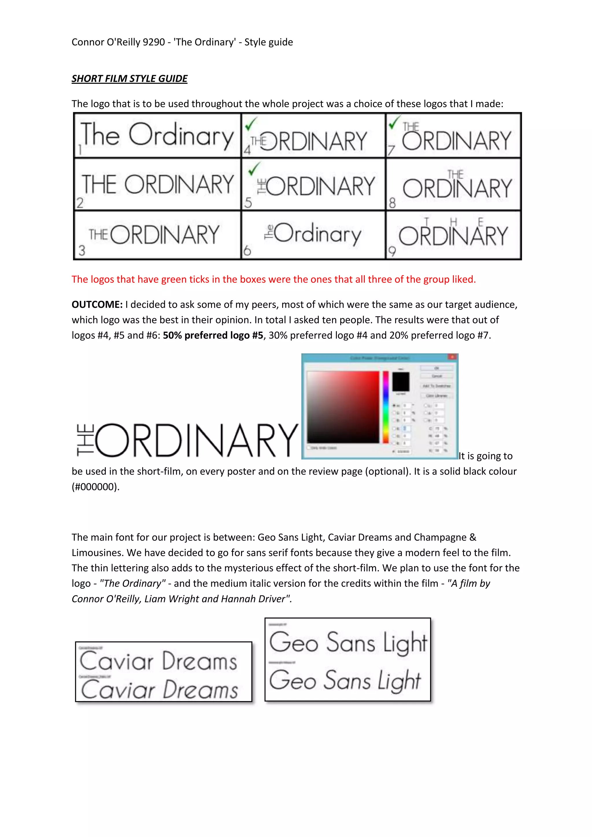 Style Guide for Short-Film 'The Ordinary' | DOCX