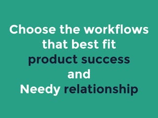 Choose the workflows
that best fit
product success
and
Needy relationship
 