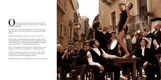 7
Opt for soft, earth tones, black and white, rather than
loud bright colors that stand out. Focus on shades that
are not as conspicuous .
If you want to dress like Italians select pastels only in the summer,
although beige , cream , grey and white are acceptable throughout
the year.
Select more formal dress-wear if you are not sure what to wear. 
Opt for quality material, designer labels and the complete look of
an outfit. Wearing ties with short sleeve shirts, lightweight summer
shirts and jeans is not usual Italian attire. Additionally, a shirt that
has not been ironed to a crisp is not suitable with a suit.
Jeans, are acceptable in a formal situation, as long as they are fash-
ionable, fit well, and are accompanied by a well-designed jacket.
Be selective when choosing shoes to wear with your outfit. Avoid
wearing socks with sandals or open toed shoes, even with casual
attire, and especially for men during the evening.
You should refrain from wearing flip-flops, unless you’re at the beach.
 