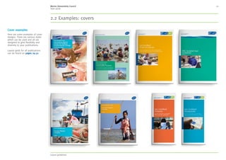 MSC style guide
5. Colour 20
Use of colour
When using colour in a piece of communication
please ensure you do the following:
• Always use the MSC blue as the primary colour
• Use up to two secondary colours plus the
MSC blue and associated tints
• 80% black used for the main body copy on
light/white backgrounds. White copy to be
used over images or dark backgrounds
• Consider contrast and accessibility when using
colour particularly for text (tints may prove to
be too faint to be legible)
• Your chosen secondary colours can be used
for pull-out text or caption text
• Only use the colours from our colour palette
• Define a purpose for a colour and be consistent
with its use e.g. one colour used for quotes,
one colour used for headlines or body copy etc.
• Tints can be used in panels to highlight copy
or within infographics, diagrams and key facts
Examples of publications showing colour in use,
see Section 6.
Get Certified! MSC Fisheries Standard20Get Certified! MSC Fisheries Standard 20
The MSC ecolabel is a mark
of sustainability, credibility
and traceability.
Become part of a collective
effort to ensure healthy
oceans for future generations.
Sea into
the future
The MSC
ecolabel on
your catch
Covering more than 70% of the
planet’s surface, oceans are home to
an extraordinary diversity of life. They
support the livelihoods of one tenth of the
world’s population1
, and are a vital source
of protein for millions of people.
The Marine Stewardship Council (MSC)
is an international non-profit organisation
established to address the problem of
unsustainable fishing and to safeguard
seafood supplies for the future. Our vision
is for the world’s oceans to be teeming
with life – today, tomorrow
and for generations to come.
We run the only certification and
ecolabelling program for wild-capture
fisheries that meets best practice
guidelines set by both the United Nations
Food  Agriculture Organization and
ISEAL, the global membership association
for sustainability standards. By being part
of this program fisheries, retailers and
food processors from around the globe are
helping to safeguard seafood supplies.
By gaining MSC certification, your fishery
will become part of this collective effort
that is helping to protect our oceans
for future generations. Your fishery will
also have the opportunity to supply the
increasing number of markets that are
demanding MSC ecolabelled products.
Working with scientists and marine
experts, we have developed the
world’s most recognised standard
for sustainable wild-caught seafood.
Well managed fisheries that ensure
the long-term sustainability of fish
stocks and keep ecosystems healthy
can be certified to this standard. Catch
from these fisheries can then be sold
alongside the blue MSC ecolabel.
Every business along an MSC certified
seafood supply chain must comply with
the MSC Chain of Custody Standard,
ensuring that MSC labelled seafood
can be traced back to a sustainably
managed certified fishery.
Consumers who choose to buy seafood
with the MSC ecolabel reward those
fisheries going the extra mile to protect
the environment and fish stocks for
the future.
Front cover image: © Leonard Faüstle
1 FAO SOFIA Report 2014
245
More than fisheries have
been certified as
sustainable against
the MSC standard
since 1999
Over
MSC certified products are now
available in around 100 countries
10
Over
million tonnes
of seafood, accounting
for around 10% of all
wild-caught seafood,
annually comes from
fisheries engaged in
the MSC program
White copy
placed over
colour wash
images
See following
page on how
to apply a
colour wash
Coloured
text placed
over images
Tints used
for key facts
and text boxes
Secondary colour
used for pull-outs
and intro copy
80% black text used
on light background
MSC blue used
for keylines
and headings
MSC blue used
for quotes
and credits
Examples of how colour can be used
30% of seafood
shoppers recognise
the MSC ecolabel2
Image:©armiblue
MSC: The best environmental choice in seafood
“Selling MSC-certified seafood
is important to maintain
Japan’s fish eating culture for
the next generation. Aeon will
proactively continue to provide
MSC-certified seafood.”
Mitsuko Tsuchiya, Director / Senior
Executive Officer of Aeon Retail Ltd.
©KimNapoli©AkiraYagisawa
Recent research into seafood buying
behaviour around the world shows:
Increased appetite for
sustainable seafood
41%
65%
US$4.8bn
9in10
of seafood
consumers actively
look for fish from a
sustainable source
agreed it’s important
for supermarkets
to sell sustainably
caught fish
believe ocean sustainability is important
Consumer facing retail value of
“Correct labelling of
seafood is fundamental for
consumers. At each stage of
the supply chain it is vital that
assessments of authenticity
are carried out rigorously so
that confidence is assured.”
Stephen Parry, Findus Group UK
MSC certified seafood must be
– Purchased from certified suppliers
– Identifiable at all times
– Segregated from non-MSC
certified seafood
– Traceable and recorded
– Managed systematically
Join the growing global
network of organisations
proudly displaying the
MSC ecolabel
61%
believe restaurants should
show sustainable seafood
options on their menus
2. Language 3. Our identity 4. Typography 5. Colour 6. Design application 7. Imagery 8. Moving image 9. Tools and templates 10. Checklist
Contents
1. About MSC
 