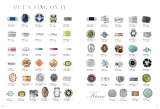 P UT A R ING ON I T


        Queue (Ocn) pg. 7            Denim pg. 10                Royal Blue pg. 12           Pitch pg. 13            Light Bright pg. 15    Queue (Jet) pg. 55    On a Roll pg. 56                  Structure pg. 57         Revved Up pg. 58         Decoy pg. 59
        (63615) $78                  (64670) $54                 (64620) $118                (64621) $68             (64643) $78            (63636) $78           (60693) $32                       (6C616) $38              (63641) $78              (63633) $44




        Tally pg. 16                 Adore pg. 16                Admire pg. 17               Savvy pg. 17            Full Speed pg. 18      Olive Tree pg. 62     Stardust pg. 63                   Crave pg. 64             Undercover pg. 65        Wound Up pg. 69
        (64635) $48                  (64614) $36                 (63628) $44                 (60657) $52             (64662) $48            (61673) $78           (63668) $58                       (64607) $64              (65667) $88              (62604) $42




        Fast Track pg. 18            Better Half pg. 19          Hue (Trq) pg. 19            Hue (Wml) pg. 19        Hue (Wht) pg. 19       Quarry pg. 71         Sable pg. 72                      Spiceberry pg. 73        River Rock pg. 75        Greek Isle pg. 75
        (63632) $48                  (64648) $34                 (64689) $22                 (62692) $22             (64696) $22            (63610) $52           (65625) $54                       (64630) $68              (63637) $68              (63629) $68




        Ladylike pg. 19              Azalea pg. 21               Clementine pg. 21           Adrift pg. 22           Lemon Chiffon pg. 27   Big Freeze pg. 76     Comet pg. 77                      Riviera pg. 79           Lyrical pg. 81           Blooming pg. 81
        (65665) $38                  (64680) $54                 (64622) $54                 (63686) $58             (6C661) $88            (64613) $68           (62642) $58                       (62605) $48              (64672) $58              (62656) $76




        Peach Melba pg. 28           Peaches & Cream pg. 30      Catch the Bouquet pg. 33    Antiquity pg. 34        Abloom pg. 35          Purple Reign pg. 82   Capricious pg. 84                 Entanglement pg. 89      Garden Party pg. 90      Confetti pg. 91
        (64676) $74                  (63690) $78                 (64679) $78                 (65623) $68             (61691) $58            (64649) $88           (6C618) $38                       (63627) $44              (62612) $42              (62602) $88




     At Last pg. 38          Visionaire pg. 41       Cocktail Hour pg. 42   Wishing Well pg. 43   Acropolis pg. 44    Centerpiece pg. 46                                             Crest pg. 51              Mist pg. 51         Excursion pg. 53   Pavilion pg. 53
     (62683) $88             (63603) $88             (63695) $128           (63669) $88           (64609) $78         (62611) $78                                                    (64681) $88               (64682) $78         (64698) $68        (64674) $88




96                                                                                                                                                                                                                                                                        97
 