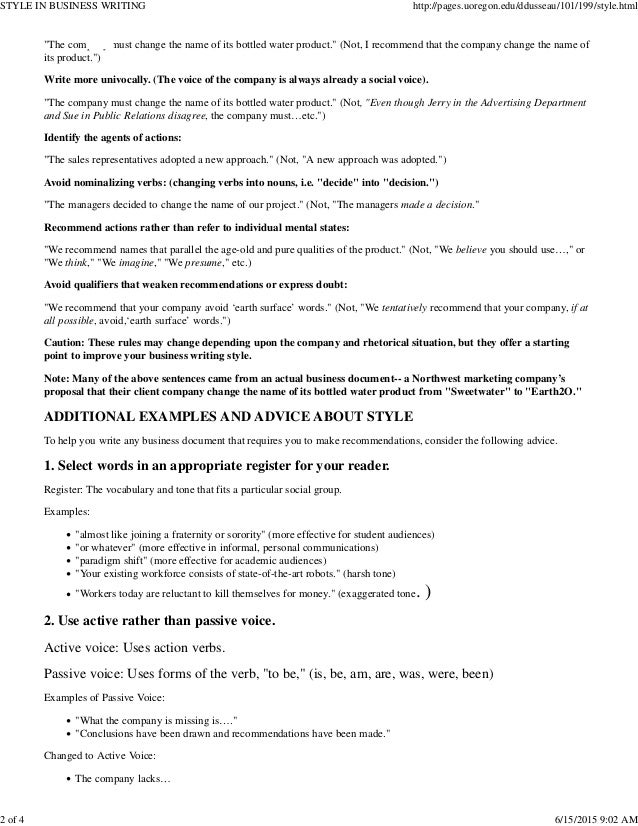 Business style essay