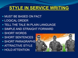 Style in service writing, military writing style in india | PPTX