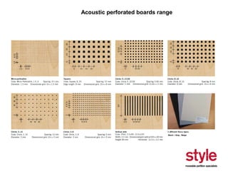 Acoustic perforated boards range

Black – Gray - Beige

 