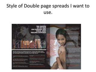 Style of Double page spreads I want to
use.