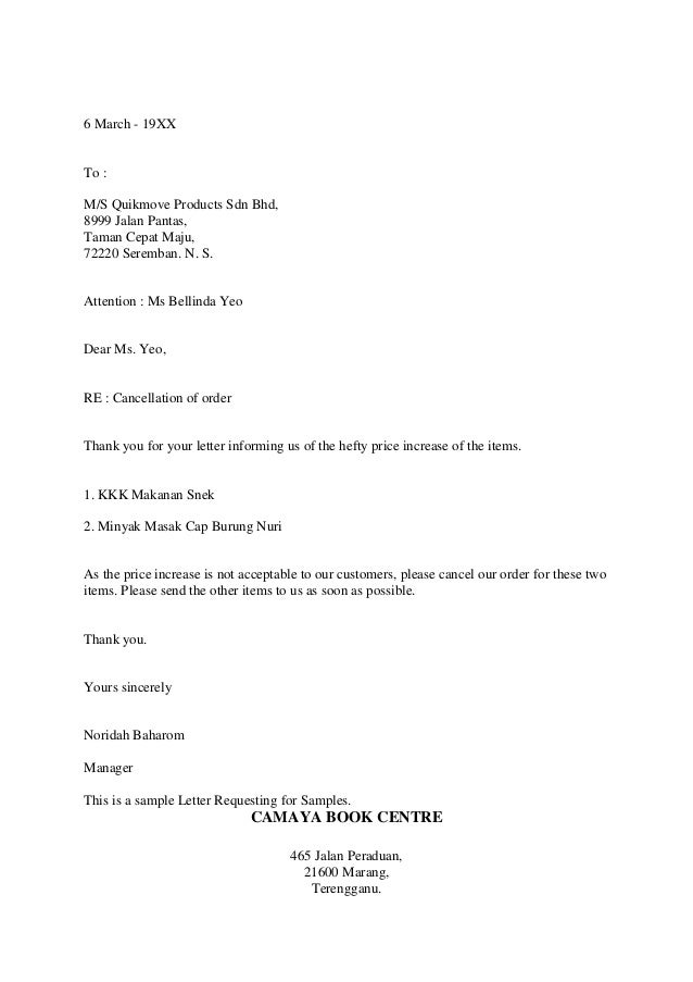 Styles In Business Letter