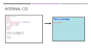 INTERNAL CSS
 