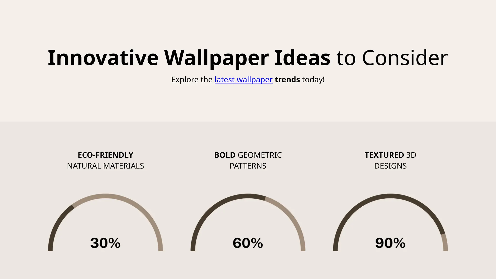 ECO-FRIENDLY
NATURAL MATERIALS
BOLD GEOMETRIC
PATTERNS
TEXTURED 3D
DESIGNS
Explore the latest wallpaper trends today!
Innovative Wallpaper Ideas to Consider