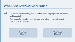 Expressive Audio Example Graphical and Phonetic Expressive Means in Language: Enhancing Style ...