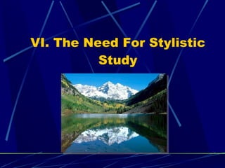 VI. The Need For Stylistic Study 