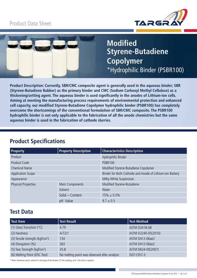 SBR Binder for Lithiumion Battery Manufacturing PDF