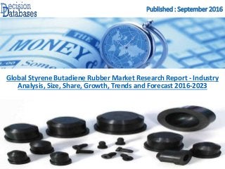 Published : September 2016
Global Styrene Butadiene Rubber Market Research Report - Industry
Analysis, Size, Share, Growth, Trends and Forecast 2016-2023
 
