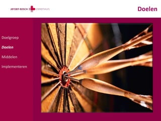Doelen



Doelgroep

Doelen

Middelen

Implementeren
 