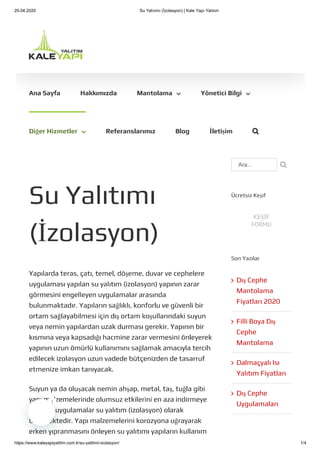Su yalitimi-izolasyon
