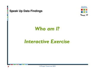Speak Up Data Findings




                Who am I?

         Interactive Exercise



                    © Project Tomorrow 2010
 