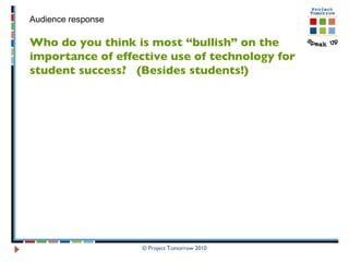 Audience response Who do you think is most “bullish” on the importance of effective use of technology for student success?  (Besides students!)  