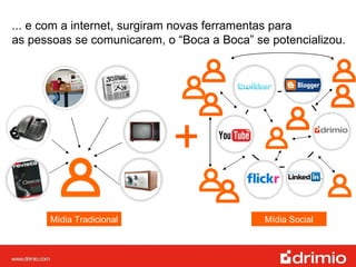 Mídia Tradicional ... e com a internet, surgiram novas ferramentas para  as pessoas se comunicarem, o “Boca a Boca” se potencializou. + Mídia Social 