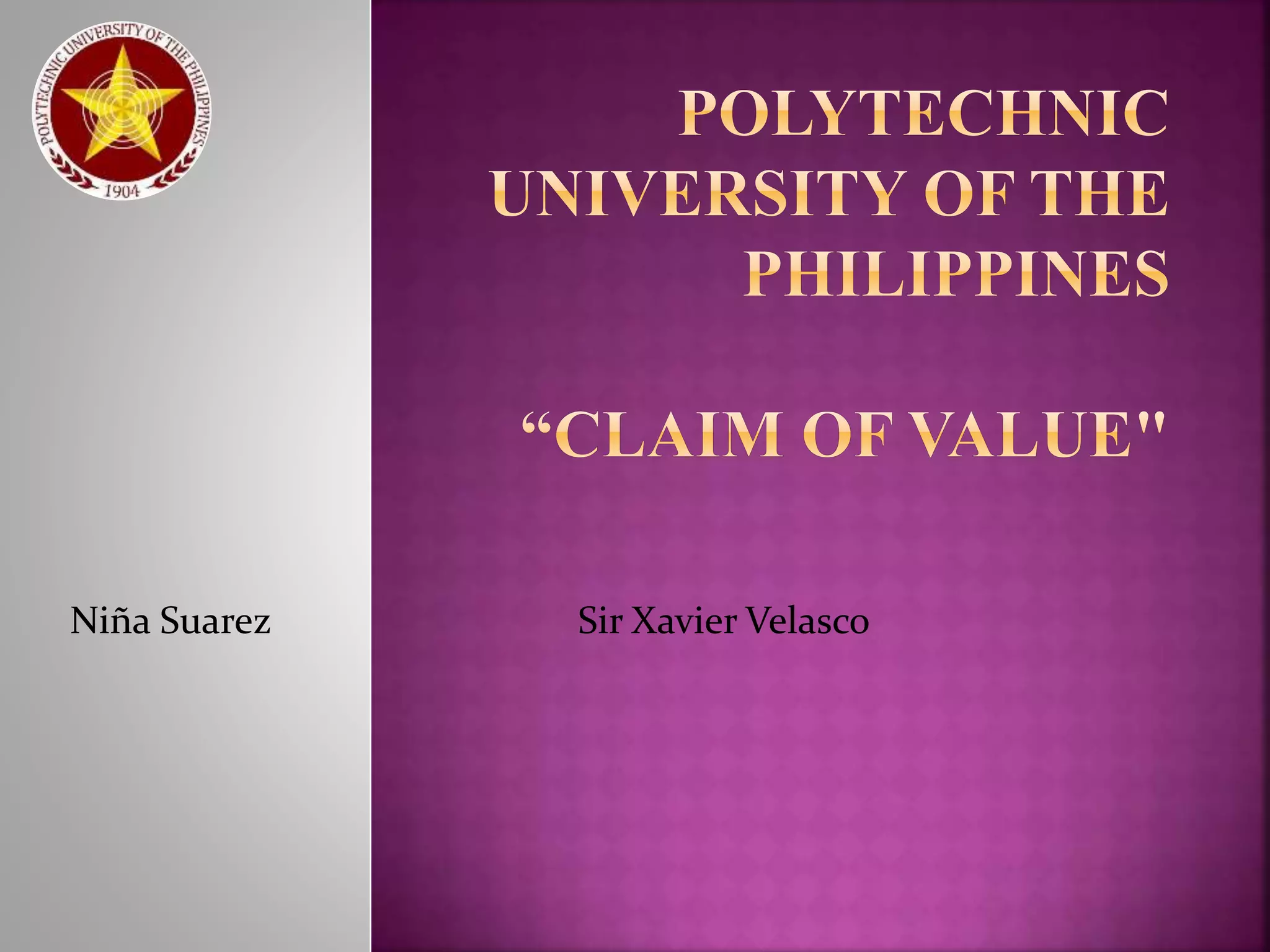 Claim of value ppt
