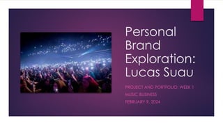 Personal
Brand
Exploration:
Lucas Suau
PROJECT AND PORTFOLIO: WEEK 1
MUSIC BUSINESS
FEBRUARY 9, 2024
 