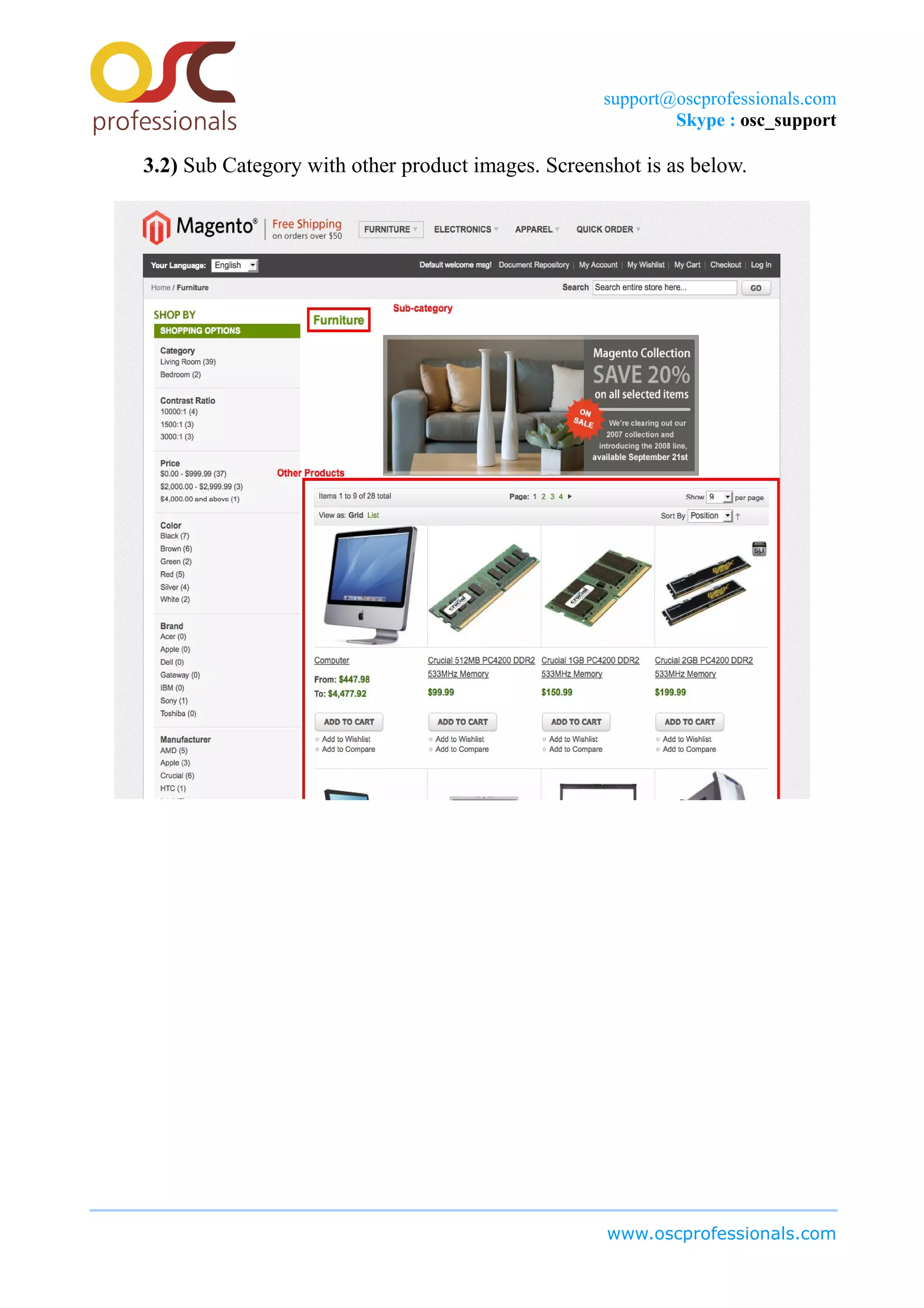 support@oscprofessionals.com
Skype : osc_support
3.2) Sub Category with other product images. Screenshot is as below.
www.oscprofessionals.com
 