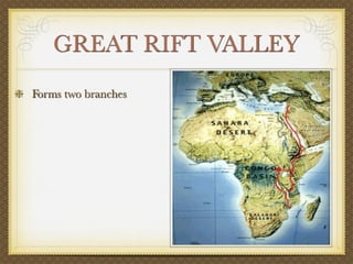 GREAT RIFT VALLEY
Forms two branches
 