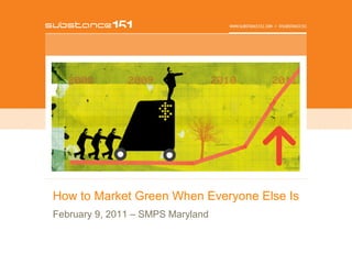 How to Market Green When Everyone Else Is
February 9, 2011 – SMPS Maryland
 