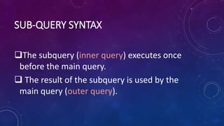 Sub-Queries | PPT