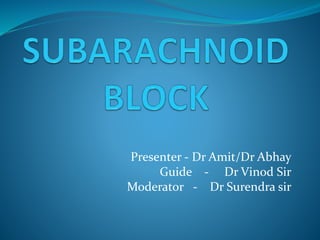 Presenter - Dr Amit/Dr Abhay
Guide - Dr Vinod Sir
Moderator - Dr Surendra sir
 