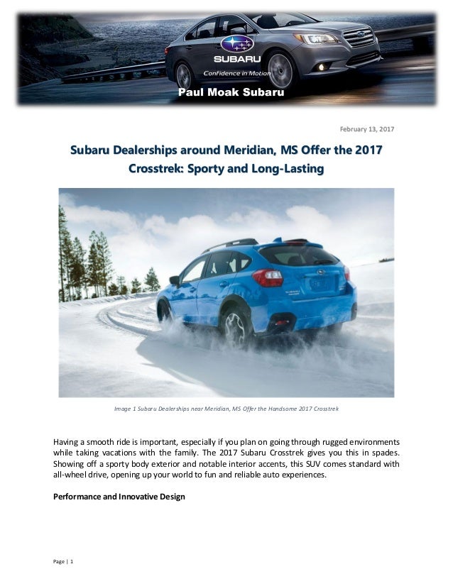 Subaru Dealerships around Meridian, MS Offer the 2017 Crosstrek Sporty