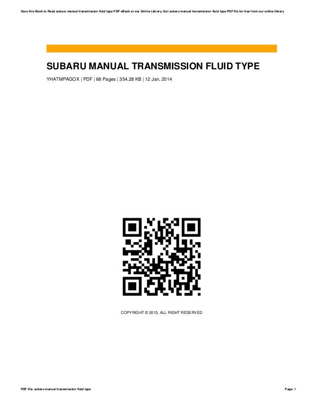 Subaru manual transmission fluid type