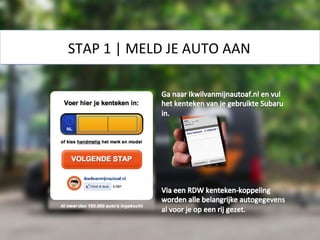 STAP 1 | MELD JE AUTO AAN
 