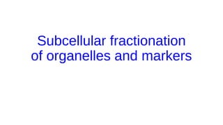 Subcellular fractionation
of organelles and markers
 