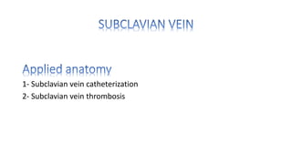 1- Subclavian vein catheterization
2- Subclavian vein thrombosis
 