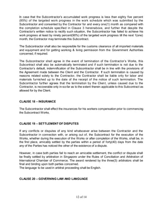 Subcontract Agreement of Concrete/Earth Works (Purchase this doc, Text ...