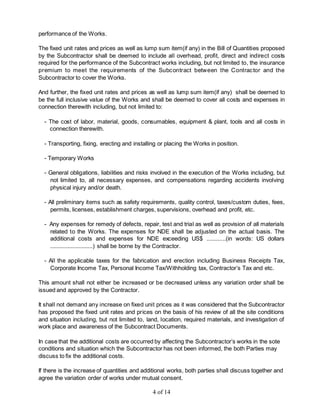 Subcontract Agreement of Concrete/Earth Works (Purchase this doc, Text ...