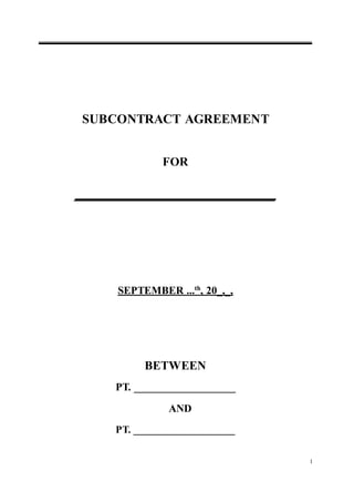 Subcontract Agreement to Perform Building Work (Purchase this doc, Text ...