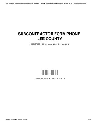 Subcontractor form-phone-lee-county