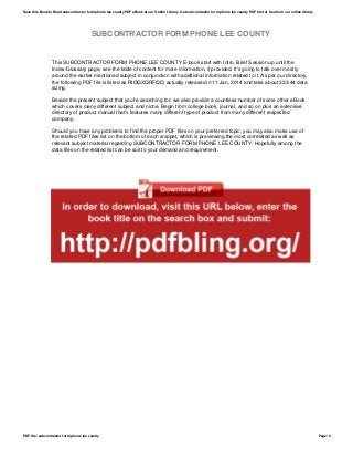 Subcontractor form-phone-lee-county