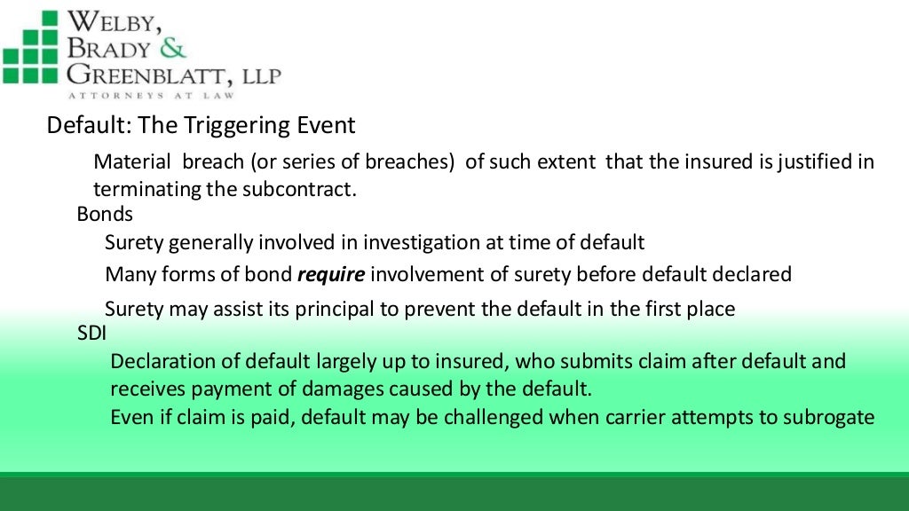 Subcontractor default insurance thomas tripodianos