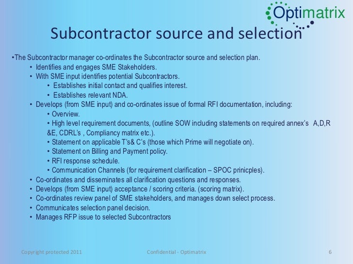 Subcontractor policy statement Subcontractor policy statement