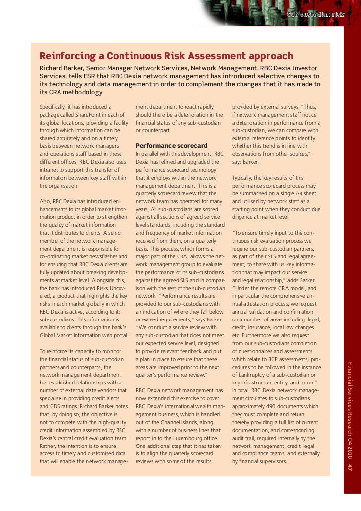 Sub Custodian Risk Monitoring Analysing Shifts In The Industy Practi 