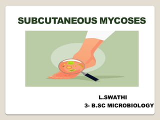 SUBCUTANEOUS MYCOSES
L.SWATHI
3- B.SC MICROBIOLoGY
 