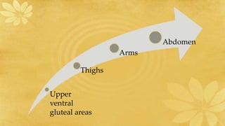 Upper
ventral
gluteal areas
Thighs
Arms
Abdomen
 