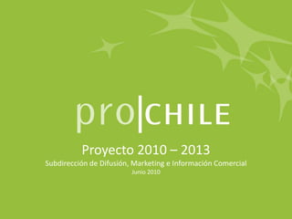 Proyecto 2010 – 2013
Subdirección de Difusión, Marketing e Información Comercial
                         Junio 2010
 